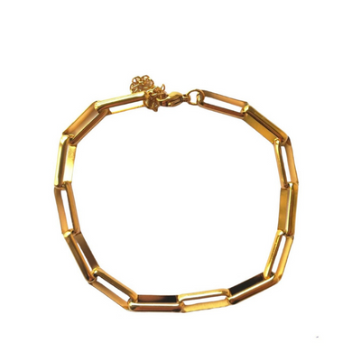 Ατσάλινο επιχρυσωμένο βραχιόλι - Rectangle Chain Bracelet