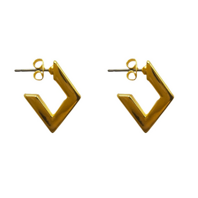 Επιχρυσωμένα ορειχάλκινα σκουλαρίκια - Semi Rhombus Earrings
