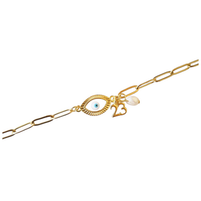 Ατσάλινο επιχρυσωμένο βραχιόλι - Vitro Eye Charm Bracelet