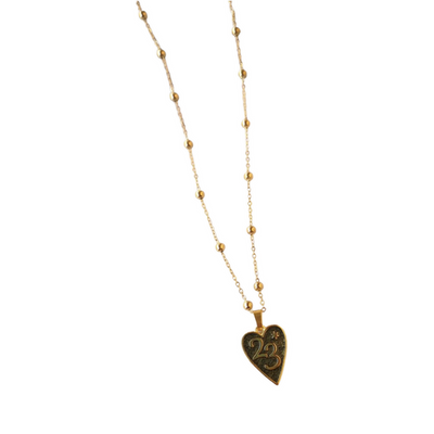 Ατσάλινο επιχρυσωμένο κολιέ - Grey Heart Charm Necklace