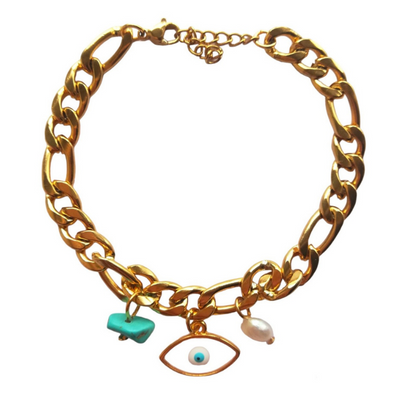 Ατσάλινο επιχρυσωμένο βραχιόλι - Eye Figaro Bracelet